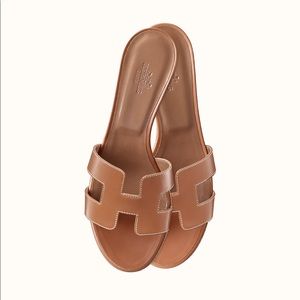 BNIB HERMES Oasis Gold/Brown Heels Wedges Shoes